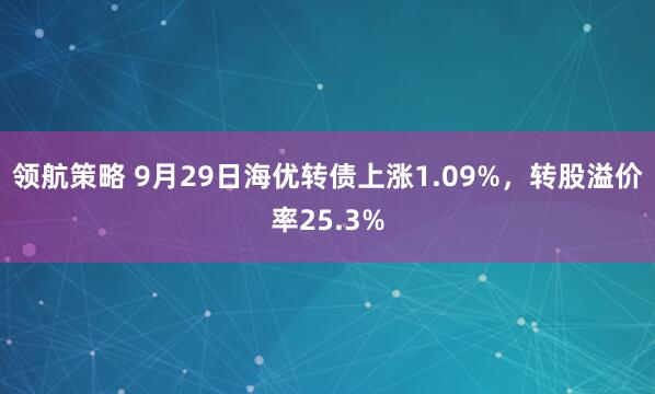 领航策略 9月29日海优转债上涨1.09%，转股溢价率25.3%